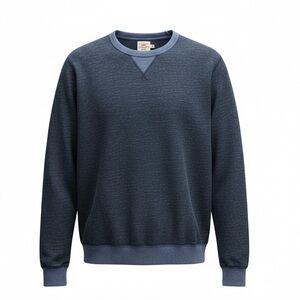 Faherty Dual Knit Crewneck Sweatshirt Navy Organic Cotton MFK1814 EUC